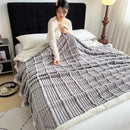 Plush gray & white ribbed sherpa blanket bedroom cozy lamb wool