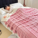 Plush gray & white ribbed sherpa blanket bedroom cozy lamb wool