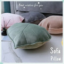 Plush leaf shaped throw pillows in sage and mustard for living room