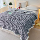 Plush pink bamboo velvet blanket bedroom throw with braided trim