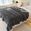 Plush pink bamboo velvet blanket bedroom throw with braided trim