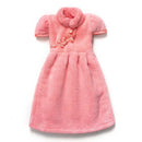 Plush pink coral fleece cheongsam hand towel for kitchen and bathroom
