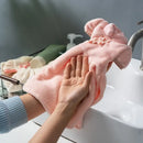 Plush pink coral fleece cheongsam hand towel for kitchen and bathroom