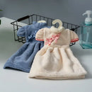 Plush pink coral fleece cheongsam hand towel for kitchen and bathroom