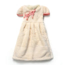 Plush pink coral fleece cheongsam hand towel for kitchen and bathroom