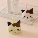 Plush pink & pale yellow cartoon cat hand towel for kitchen