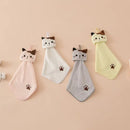 Plush pink & pale yellow cartoon cat hand towel for kitchen