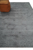 Gray Modern Solid Design Hand Woven Wool Area Rug