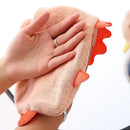 Plush unicorn light blue & tan double-layer coral velvet hand towel kitchen