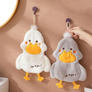 Plush white & gray duck terry towel kitchen cleaning cloth