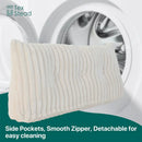 Plush white ribbed headboard wedge pillow bedroom reading bolster