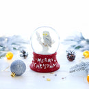 White Owl Perched on Red Base Mini Water Snow Globe