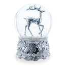 Silver Reindeer Serenade Musical Christmas Water Snow Globe