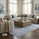 Ice Blue Flat Pile Washable Rug - Clearance