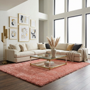 Rosava Dusty Pink Subtle Wavy Abstract Modern Minimalist Polyester Machine Woven Area Rug - Clearance