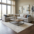 Divya Cream & Silver Blue Area Rug - Clearance
