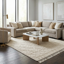 Ramsbury Beige Trellis Wool Rug