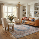 Baltinglass Rust & Blue Washable Area Rug - Clearance
