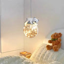 Polar bear glass animal led chandelier bedroom pendant light