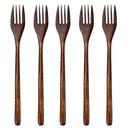 Polished dark brown wooden spoon soup and fork set dining room