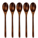 Polished dark brown wooden spoon soup and fork set dining room