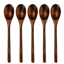 Polished dark brown wooden spoon soup and fork set dining room