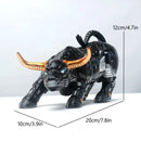 Polished gold wall street bull statue office decor