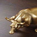 Polished gold wall street bull statue office decor