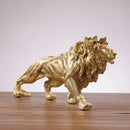 Polished golden lion king resin statue – home office decor
