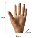 Polished wood grain hand palm sculpture living room decor