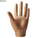 Polished wood grain hand palm sculpture living room decor