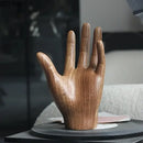 Polished wood grain hand palm sculpture living room decor