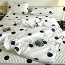 Polka dot smile white & red cool comforter set bedroom ruffled bedding