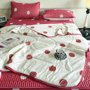Polka dot smile white & red cool comforter set bedroom ruffled bedding