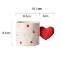 Polka dot white heart design ceramic mug set kitchen cups