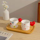 Polka dot white heart design ceramic mug set kitchen cups