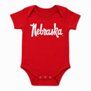 Nebraska Polka Dot Sewn Appliqué Red Licensed Onesie | Multiple Sizes | H.Flynn Designs