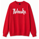 Nebraska Polka Dot Sewn Appliqué Red Licensed Women's Crewneck Sweatshirt | Multiple Sizes | H.Flynn Designs