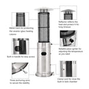 Portable Cylindrical Freestanding Outdoor Round Glass Tube Propane Patio Heater, 41K BTU (SAK93913)