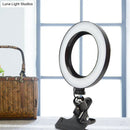 DecorBites™ Portable LED Mirror Light with Black Clip-on, Metal Shade for Mobile Phone Support