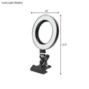 DecorBites™ Portable LED Mirror Light with Black Clip-on, Metal Shade for Mobile Phone Support