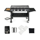 Portable Outdoor 60K BTU 4-Burner Propane Flat Top Gas Grill W/ Wheels (SAK66104)