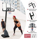 Portable Outdoor All-Weather Height Adjustable Basketball Hoop With 44-Inch Backboard And Wheels, 10FT (SAK58741)