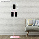 Portable pink & white led ring light bedroom stand with usb port