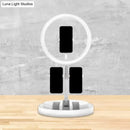 Portable pink & white led ring light bedroom stand with usb port