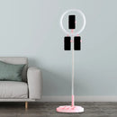 Portable pink & white led ring light bedroom stand with usb port