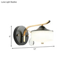 Post modern black & gold wall sconce bedroom opal glass light
