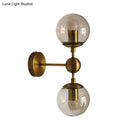 Post modern brass and amber glass wall light bedroom e26 e27 sconce