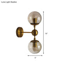 Post modern brass and amber glass wall light bedroom e26 e27 sconce