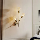 Post-modern brass wall light fixture with clear lattice glass bedroom